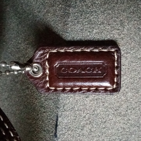 COACH Brown Signature C Leather & Jacquard Mini Club Hobo Purse. - Picture 11 of 12
